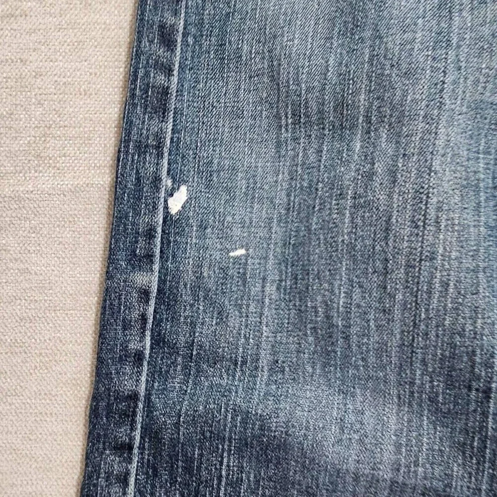 Levis 505 Regular Fit Straight Leg Jeans Blue Slub Denim Mens 34x31 Cut Off Hem*
